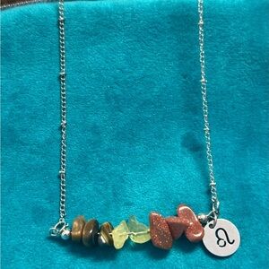 Leo Zodiac Multicolor Gemstone Necklace Silver Tone NEW